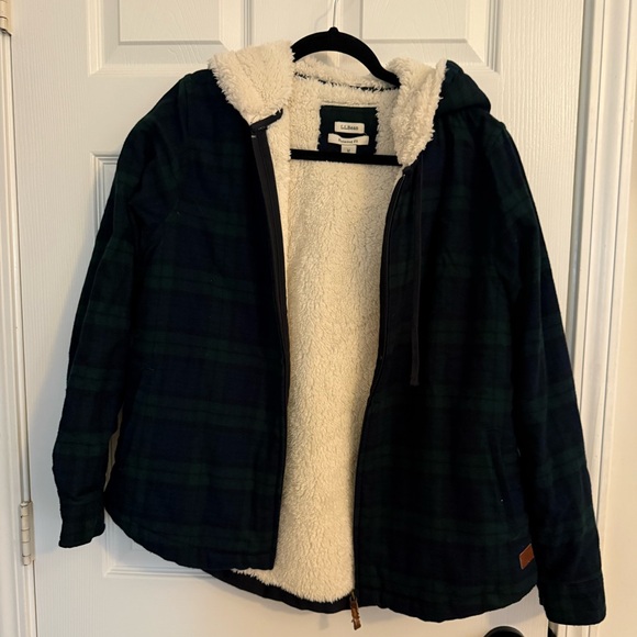 L.L. Bean Jackets & Blazers - L.L. Bean Women's Scotch Plaid Flannel Shirt, Sherpa-Lined Zip Hoodie